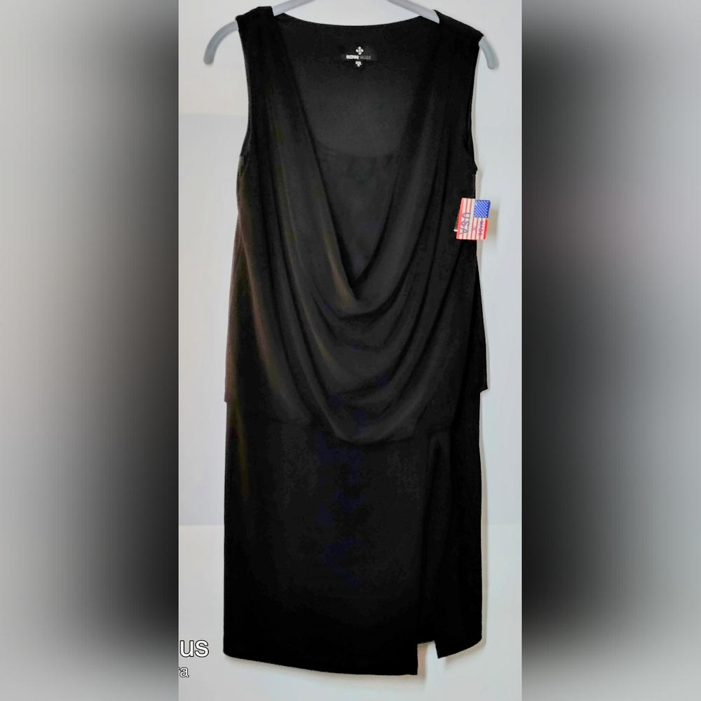 Ronni Nicole NWT Black Cowl Blouson Lace Jersey Dress 6 fashion party Reception